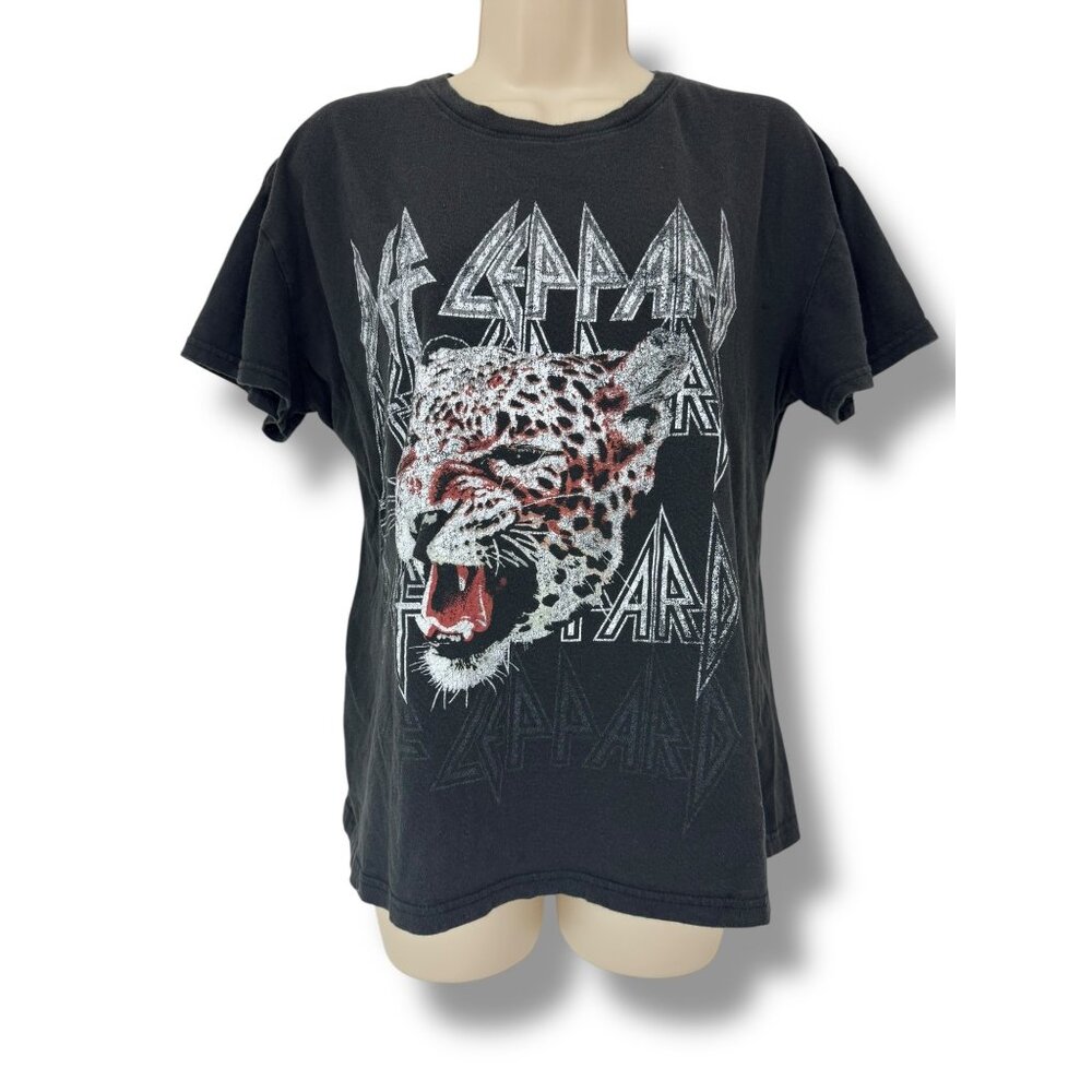 Def Leppard Short Sleeve T-Shirt 100%‎ Cotton Tiger Graphic Tee Concert Size L